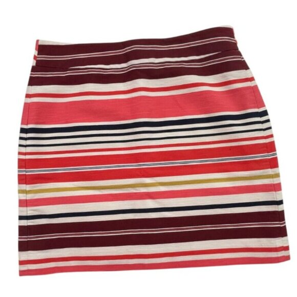 LOFT Petite Striped Textured Pencil Skirt Pink Brown Gold Size 6P - Picture 1 of 6